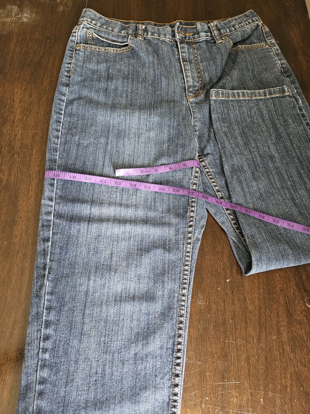 Liz Claiborne Slim Straight Jeans in Dark Blue Wash - Picture 6 of 14